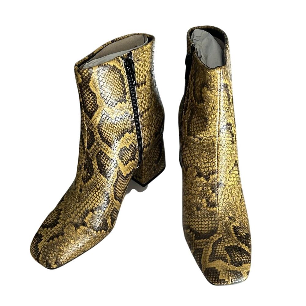 Katy Perry Geminni Mustard Print Zip up Block Heel Ankle Bootie-6.5-NIB